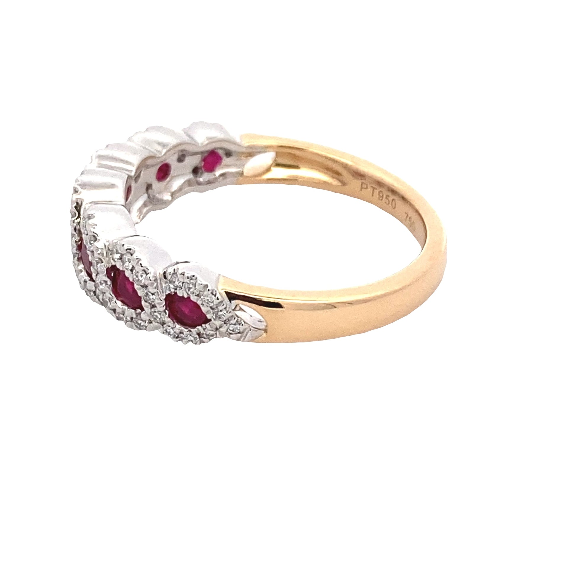 Ruby and Round Brilliant Cut Diamond Halo Style Dress Ring Gardiner Brothers
