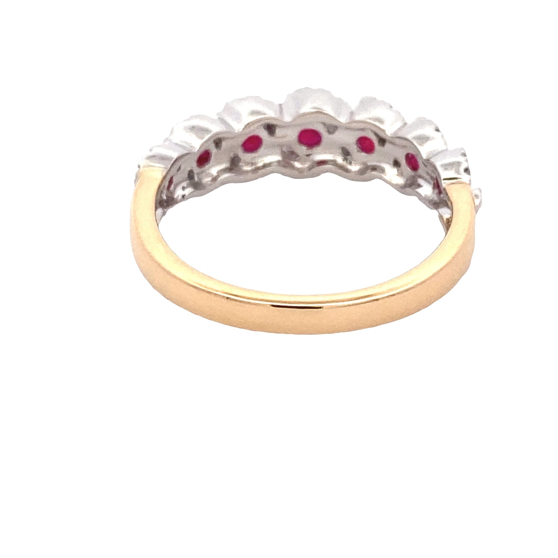 Ruby and Round Brilliant Cut Diamond Halo Style Dress Ring Gardiner Brothers