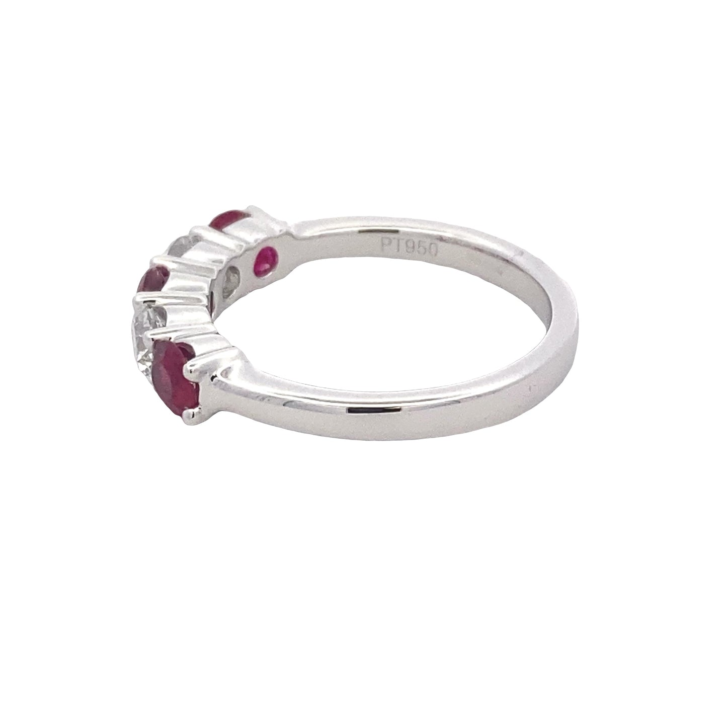 Ruby and Diamond 5 Stone Eternity Style Ring