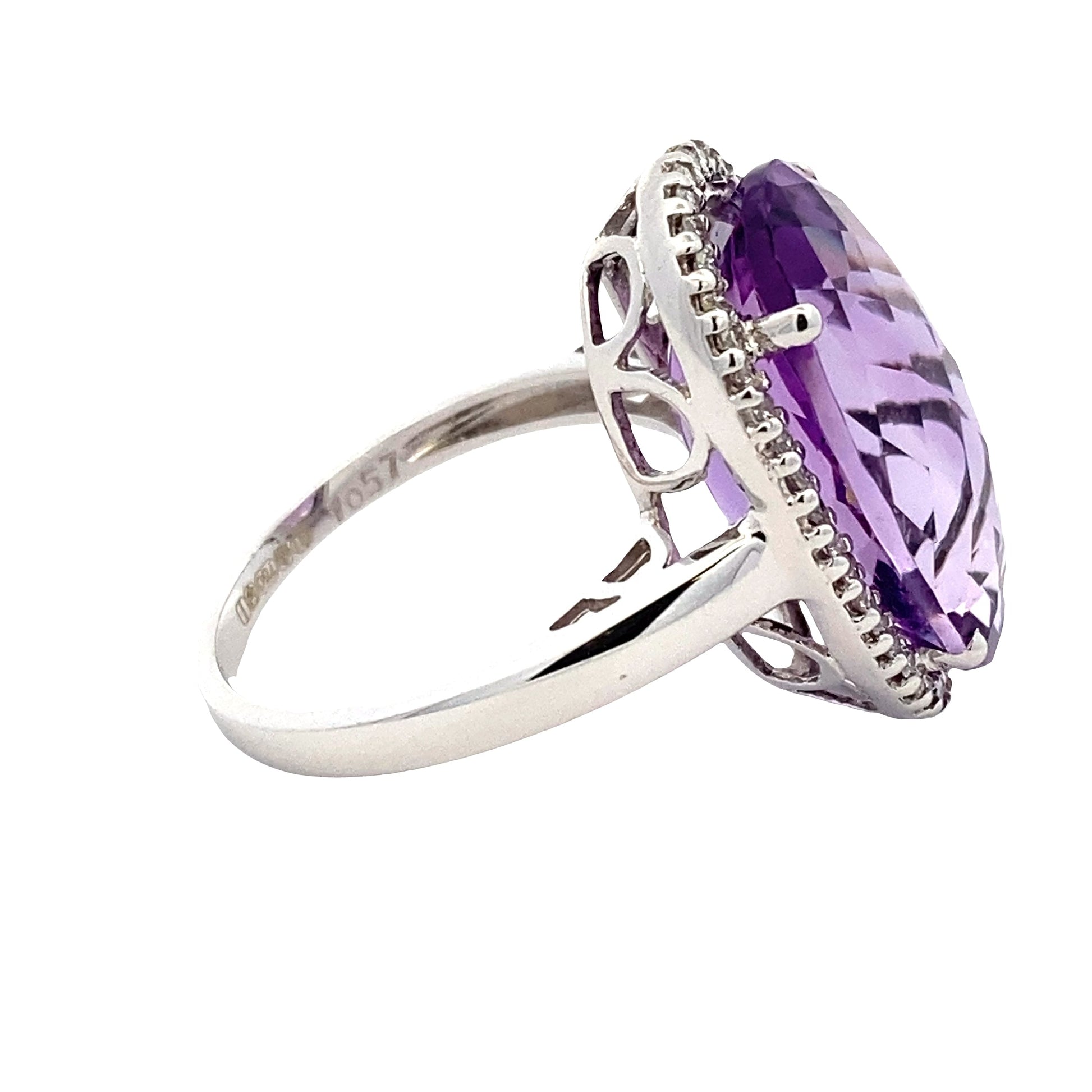 Oval Amethyst and Diamond Halo Ring Gardiner Brothers