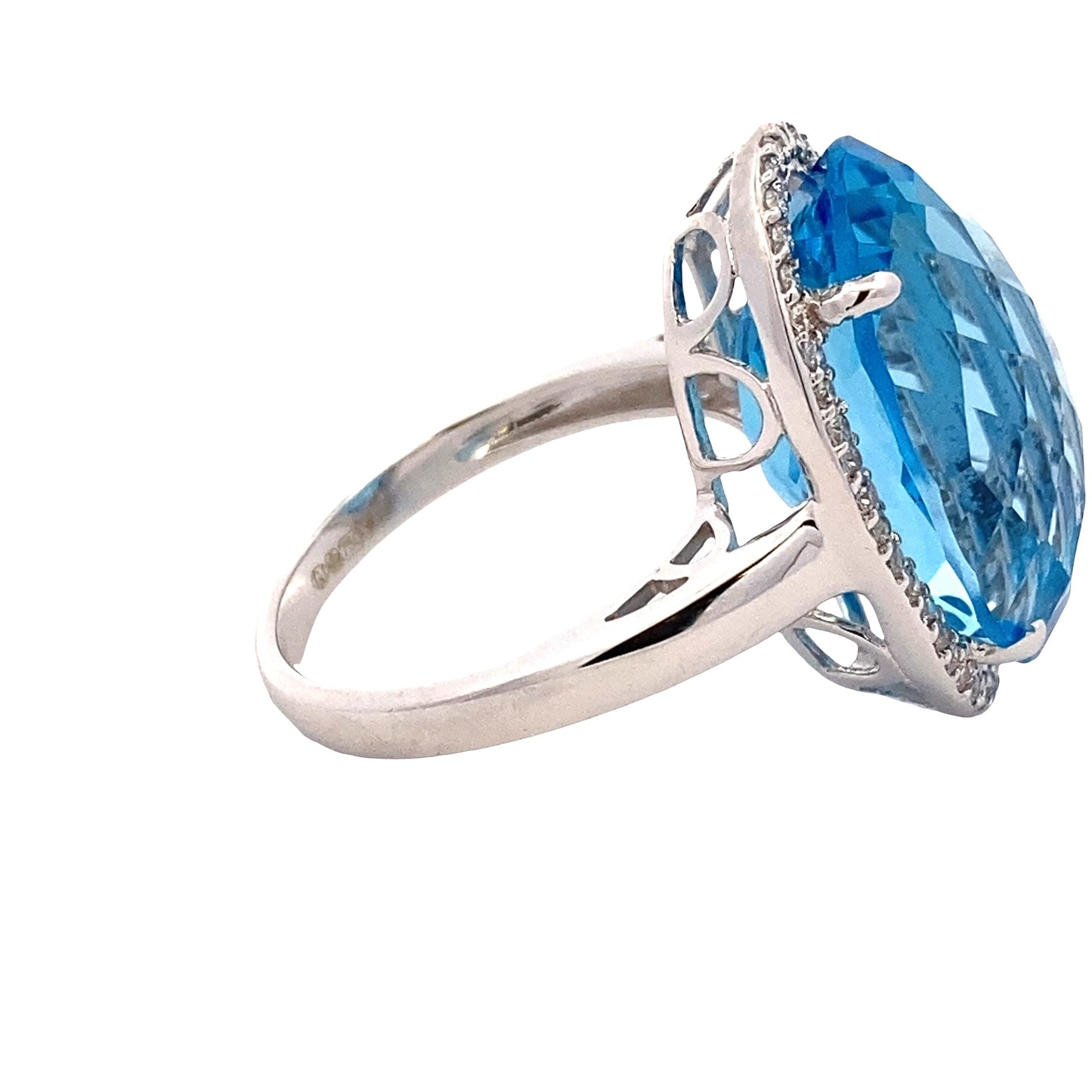 Oval Swiss Blue Topaz and Diamond Halo Ring Gardiner Brothers