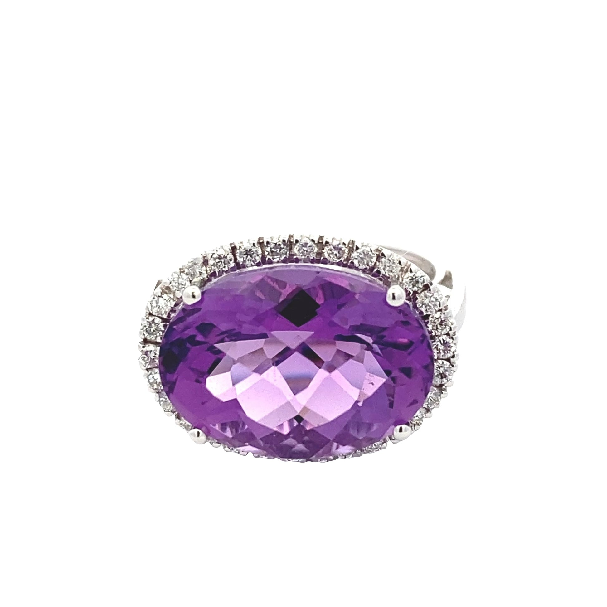 Oval Amethyst and Diamond Halo Ring Gardiner Brothers