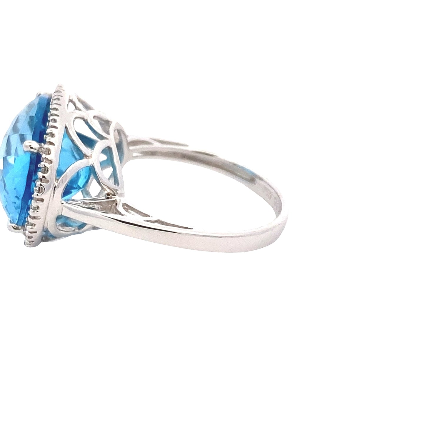 Oval Swiss Blue Topaz and Diamond Halo Ring Gardiner Brothers