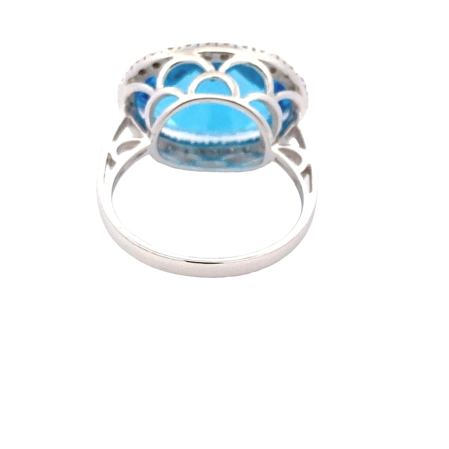 Oval Swiss Blue Topaz and Diamond Halo Ring Gardiner Brothers