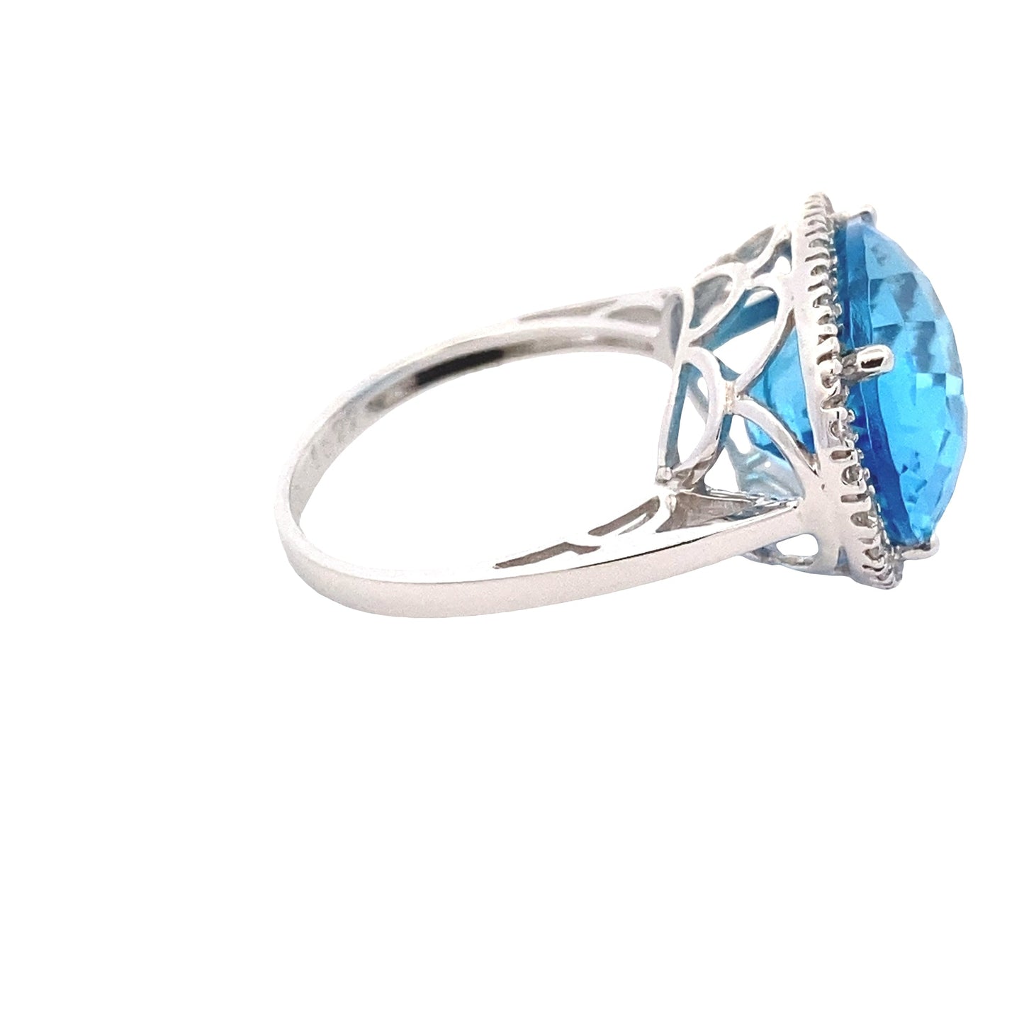 Oval Swiss Blue Topaz and Diamond Halo Ring Gardiner Brothers