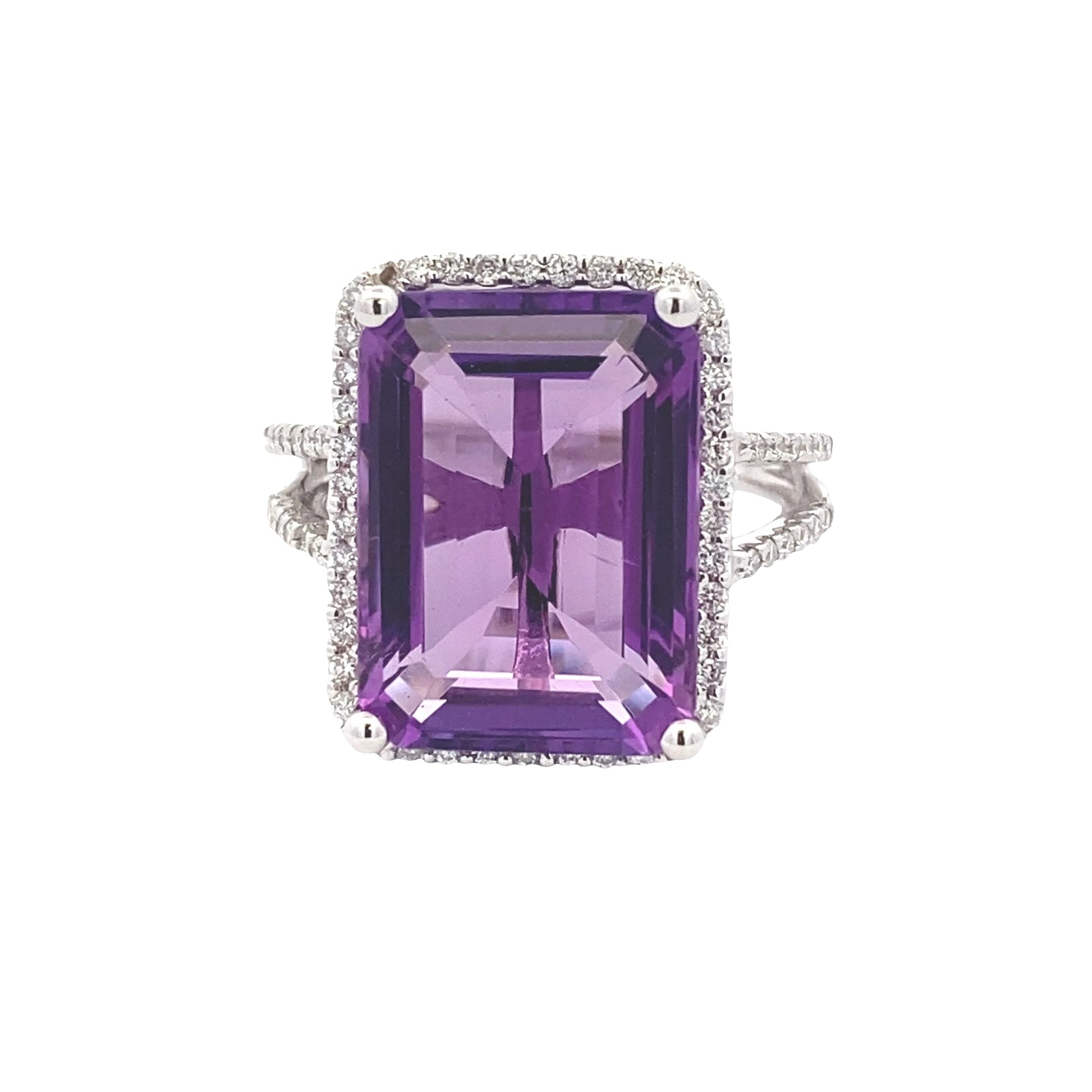 Octagonal Amethyst and Diamond Halo Ring Gardiner Brothers