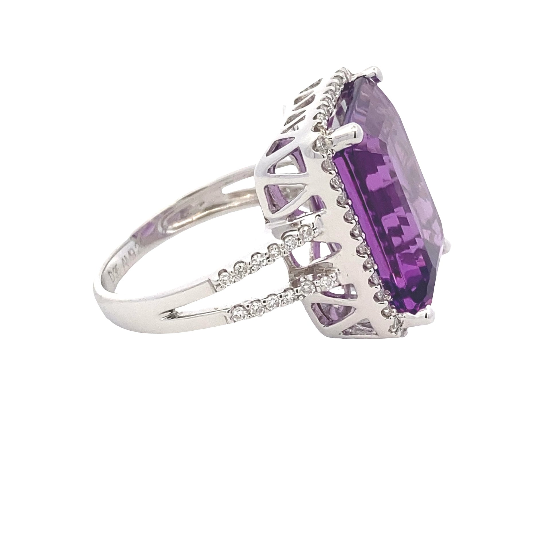 Octagonal Amethyst and Diamond Halo Ring Gardiner Brothers