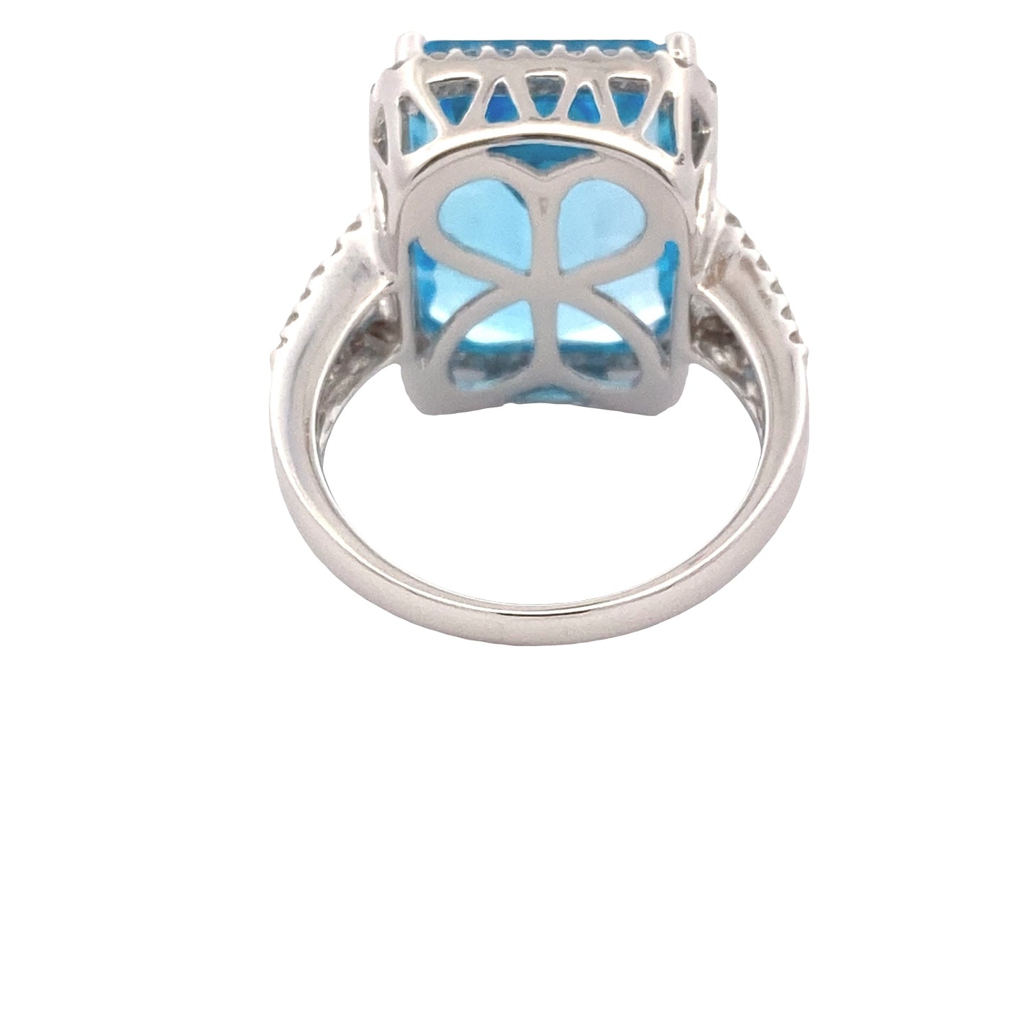 Octagonal Swiss Blue Topaz and Diamond Halo Ring Gardiner Brothers