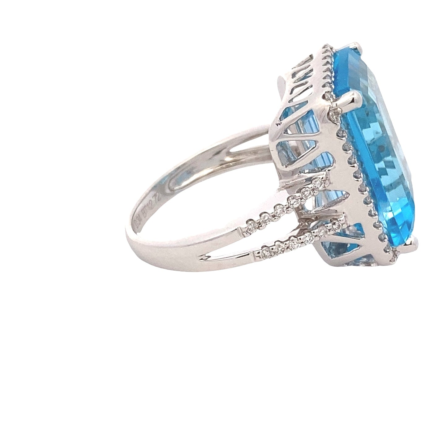 Octagonal Swiss Blue Topaz and Diamond Halo Ring Gardiner Brothers