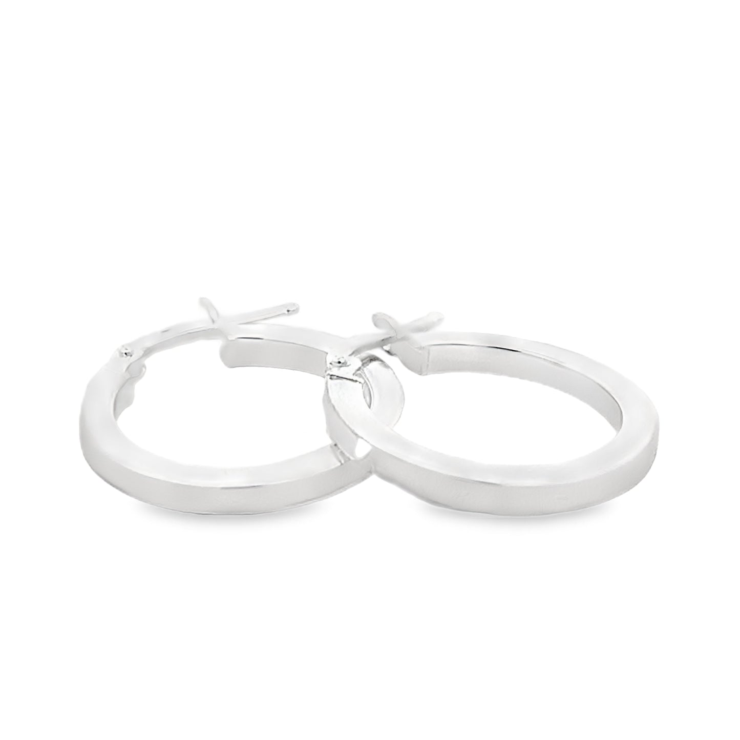 Silver 15mm Flat Square Profile Hoop Earrings Gardiner Brothers