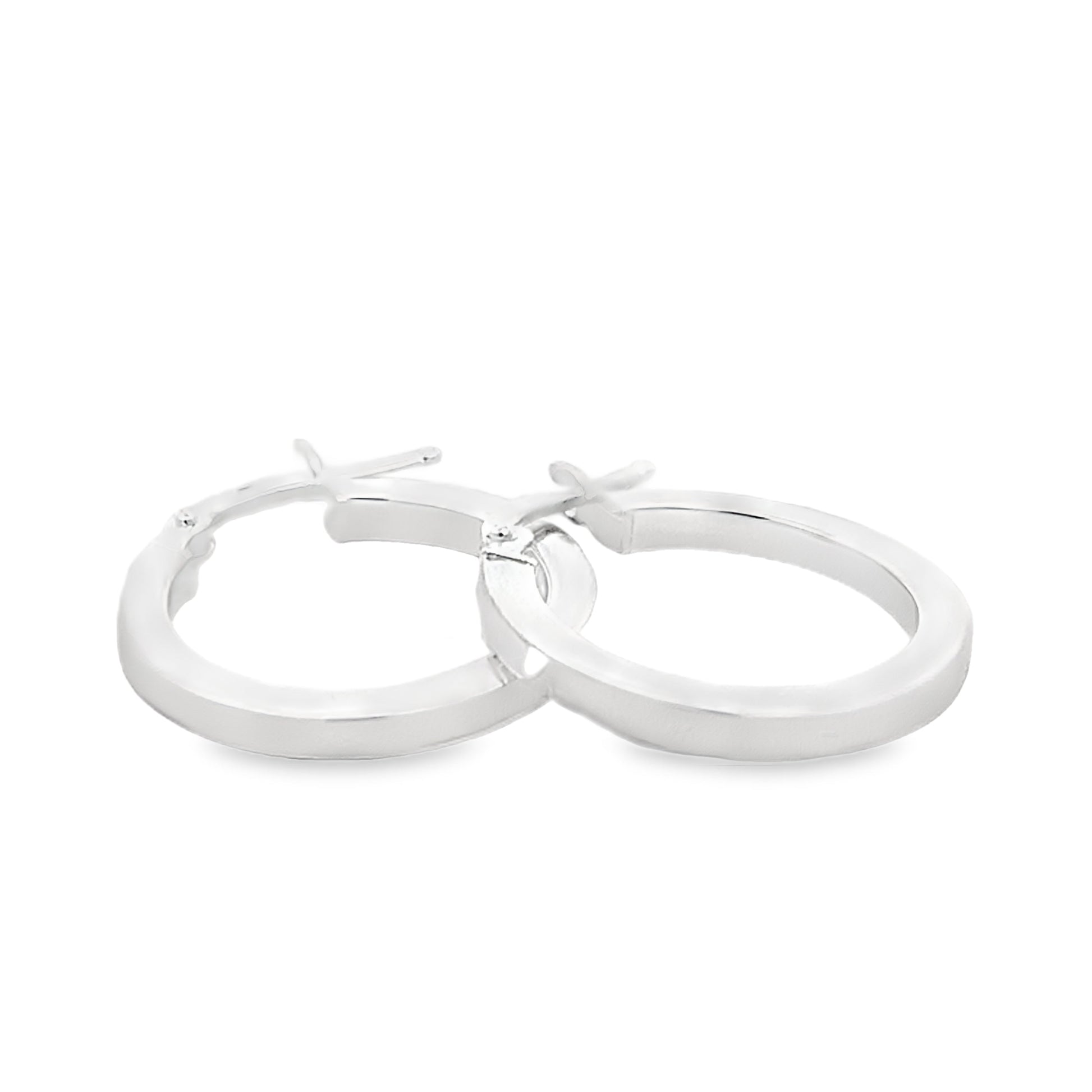 Silver 15mm Flat Square Profile Hoop Earrings Gardiner Brothers