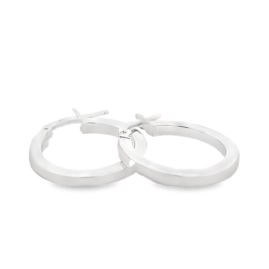Silver 15mm Flat Square Profile Hoop Earrings Gardiner Brothers