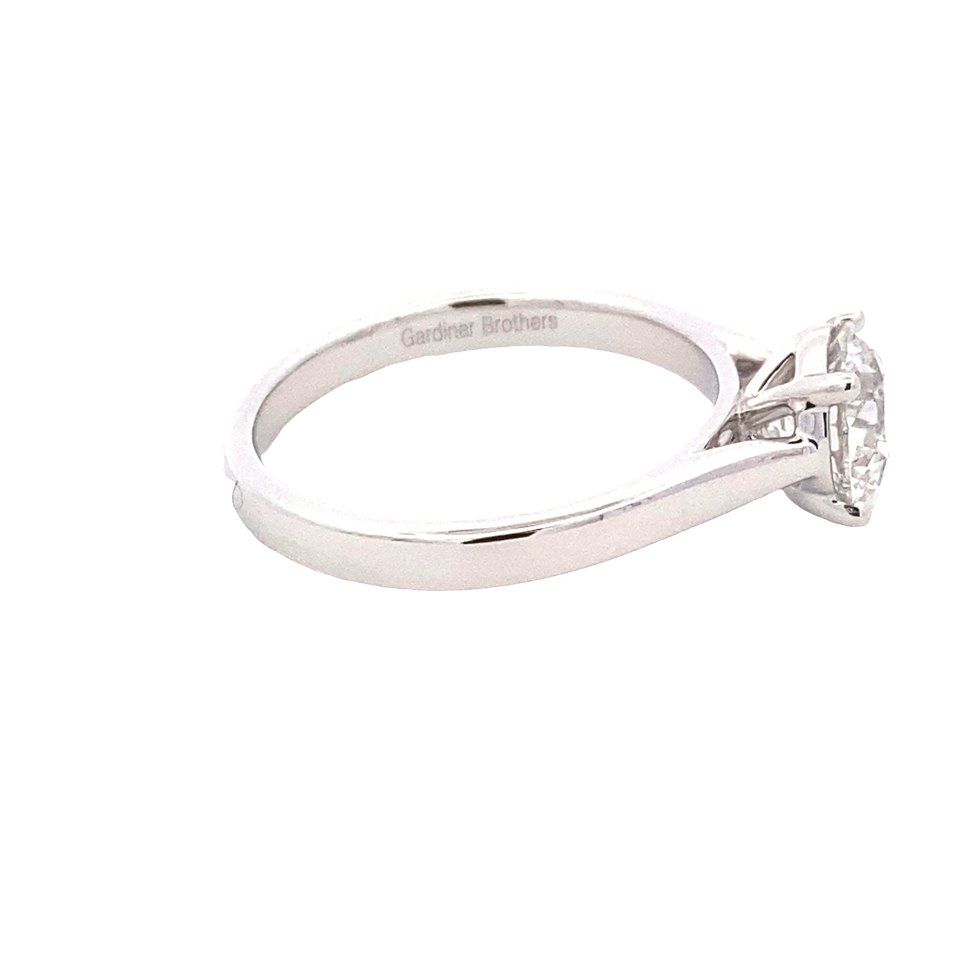 Platinum Round Brilliant Cut Diamond Solitaire Ring - 1.29cts Gardiner Brothers
