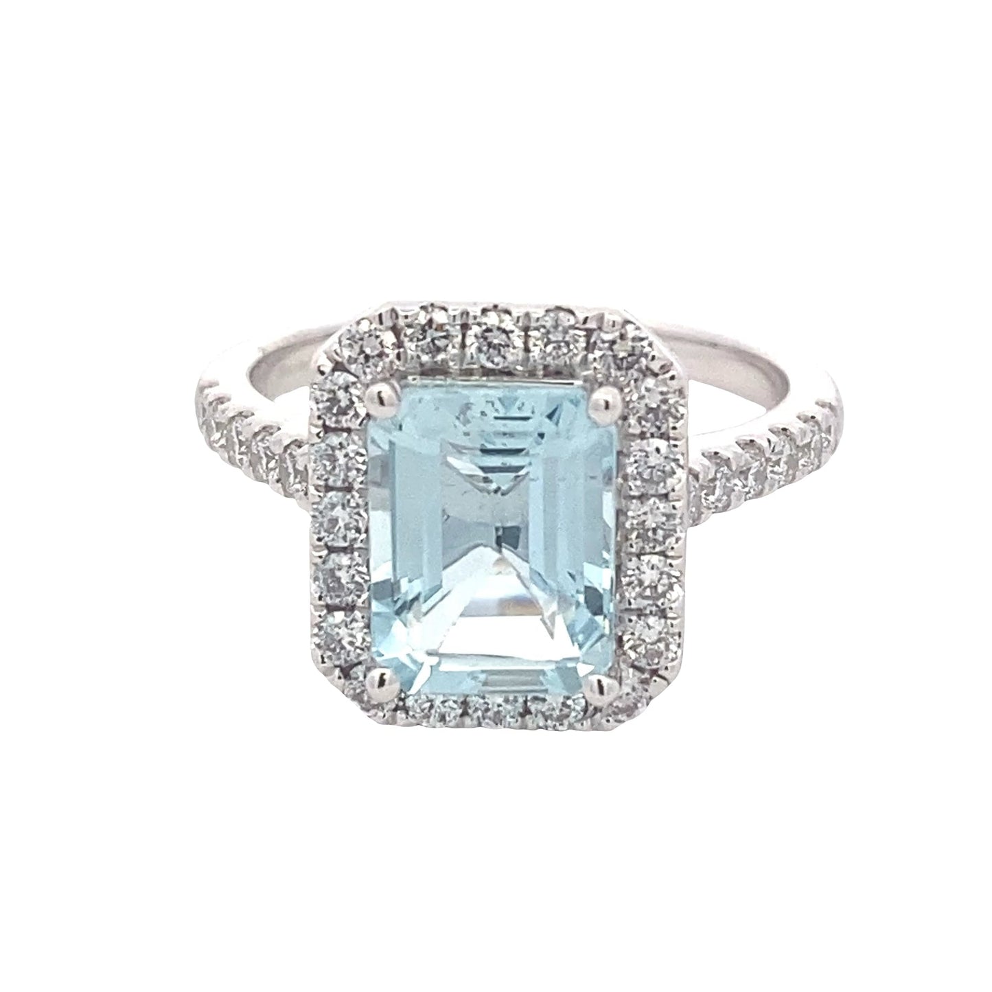 Octagonal Aquamarine and Diamond Halo Style Ring Gardiner Brothers