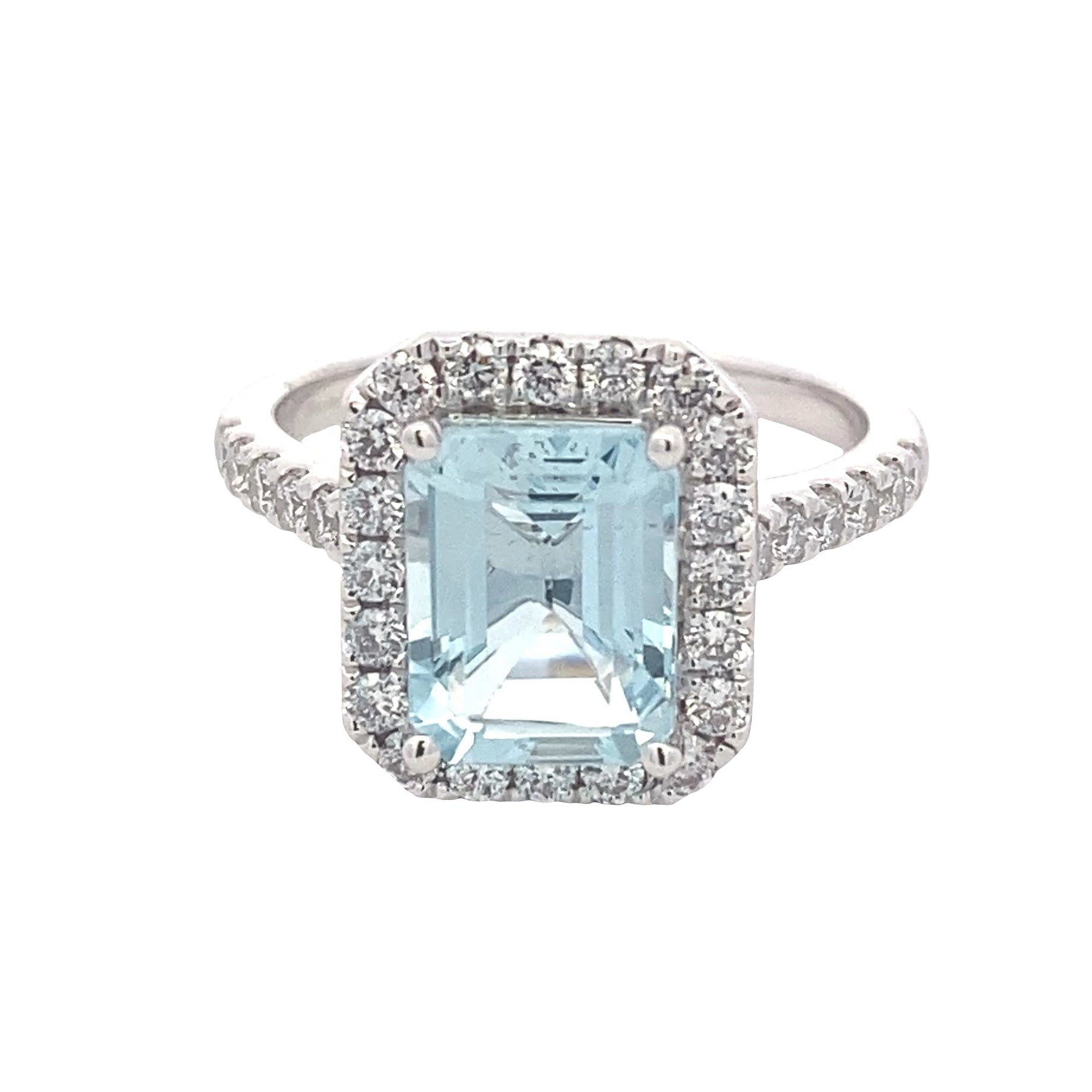 Octagonal Aquamarine and Diamond Halo Style Ring Gardiner Brothers