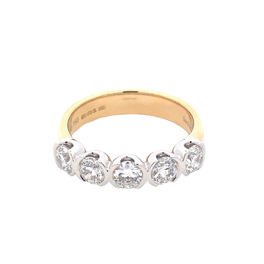 Round Brilliant Cut Diamond 5 Stone Ring - 1.25cts