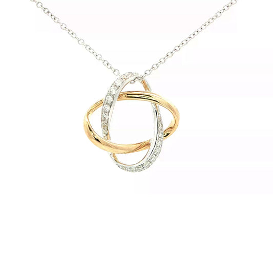 Yellow and White Gold Diamond Knot Pendant
