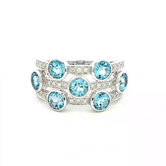 White Gold Topaz Bubble Style Ring