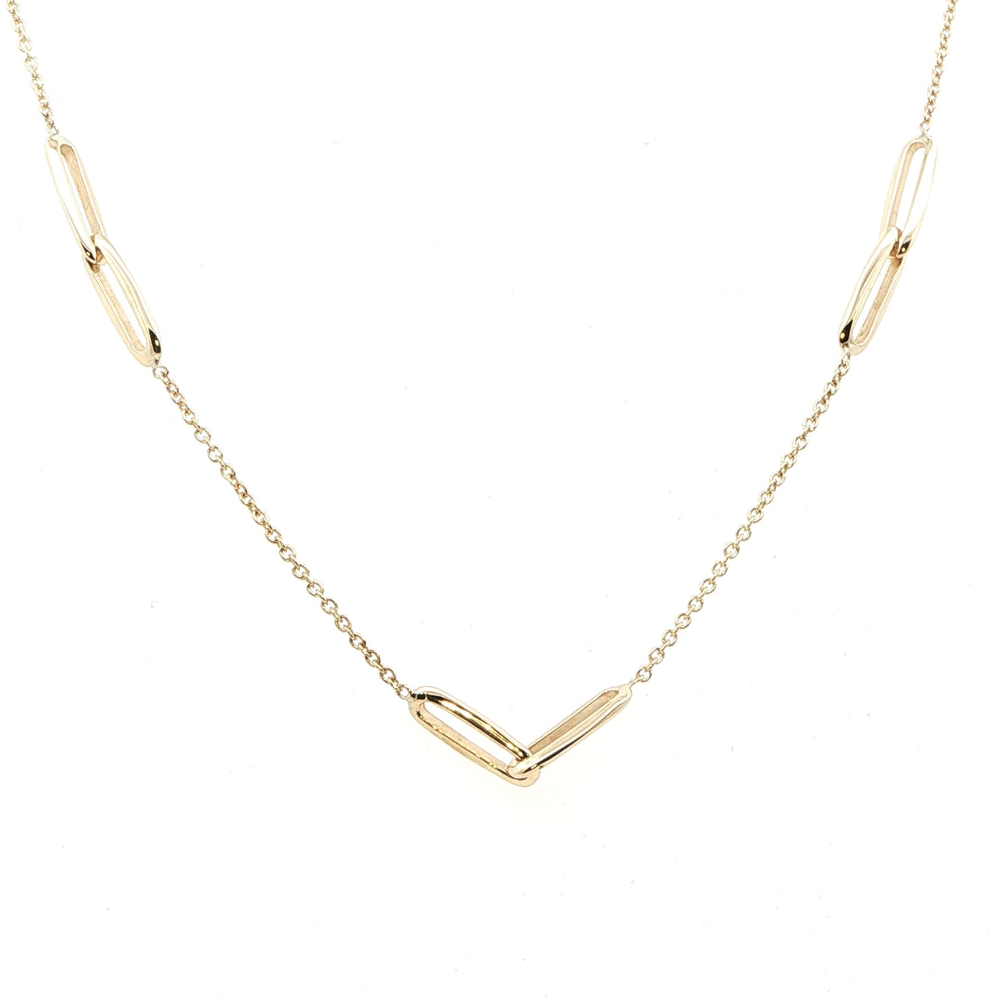 Yellow Gold Paper-Clip Station Style Necklet Gardiner Brothers