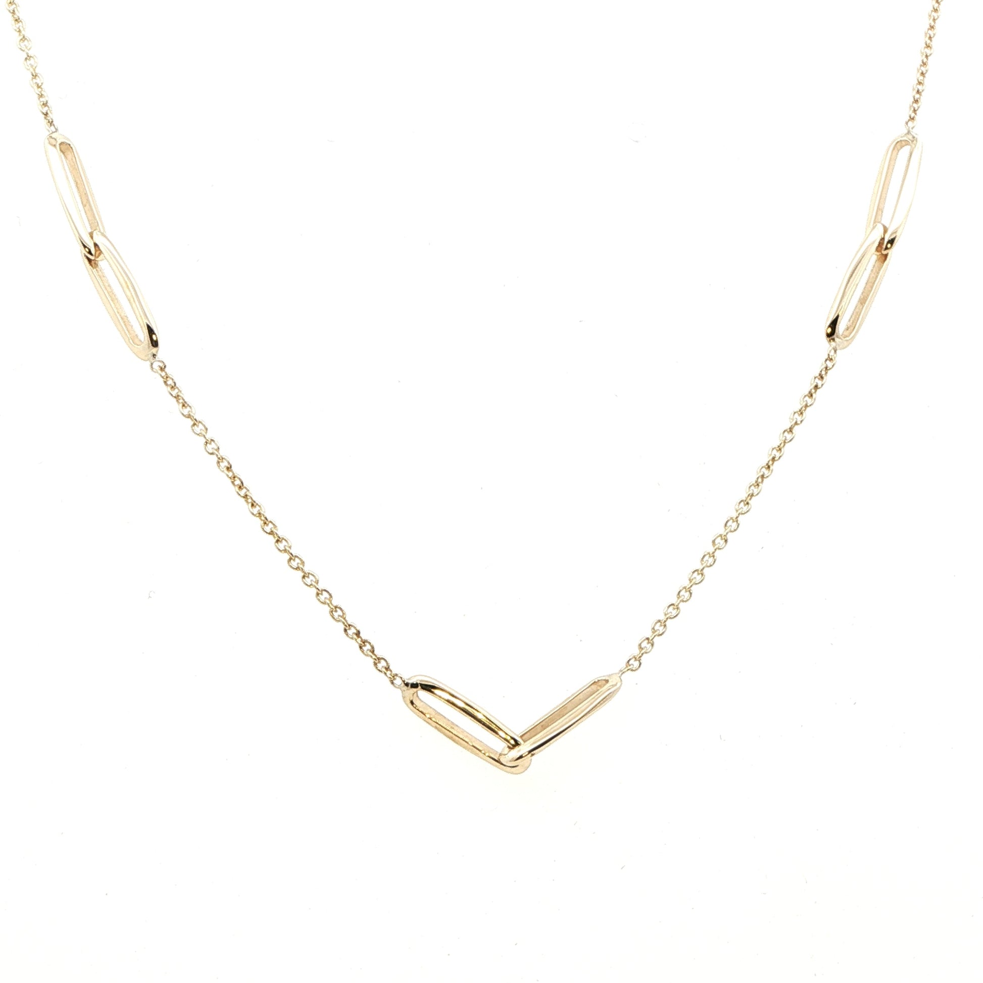 Yellow Gold Paper-Clip Station Style Necklet Gardiner Brothers