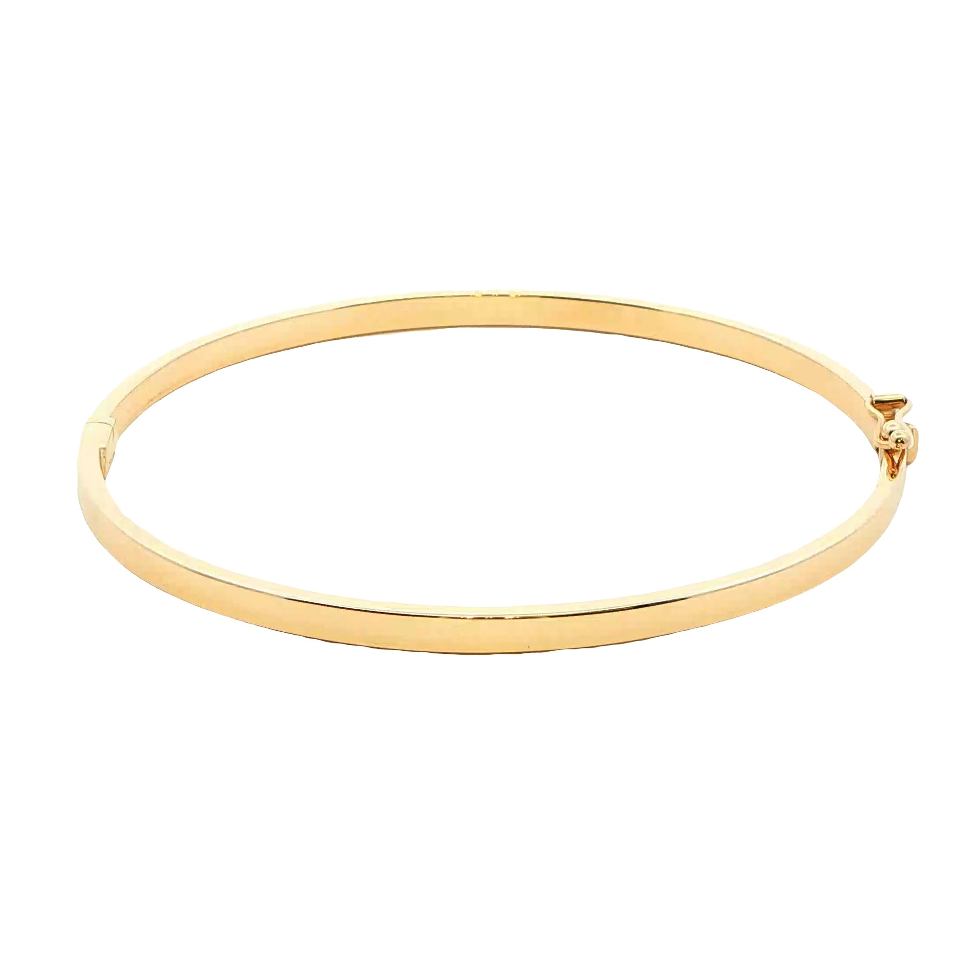Yellow Gold 3mm Solid Bangle in a Flat Profile Gardiner Brothers