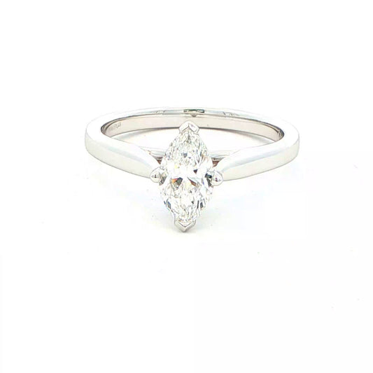 Platinum Marquise Shaped Diamond Solitaire Ring - 0.70cts Gardiner Brothers