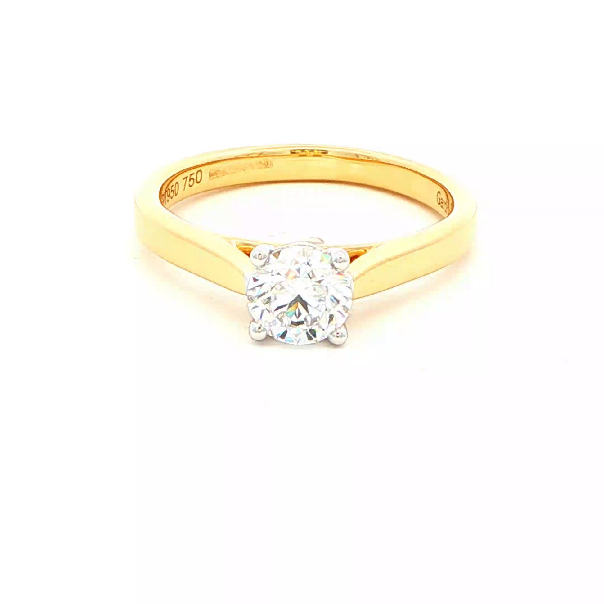 Yellow Gold Round Brilliant cut diamond solitaire ring - 0.70cts Gardiner Brothers
