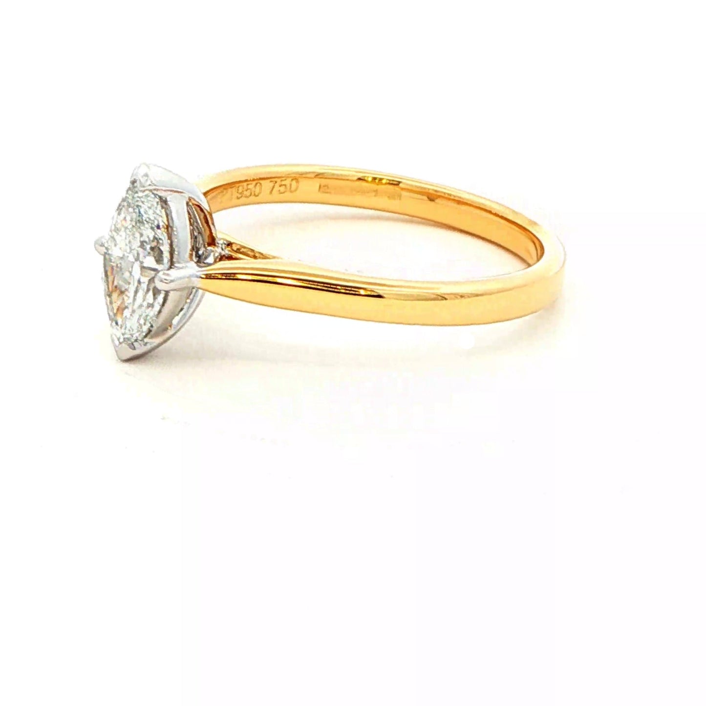 Yellow Gold Marquise shaped diamond solitaire ring - 0.70cts Gardiner Brothers