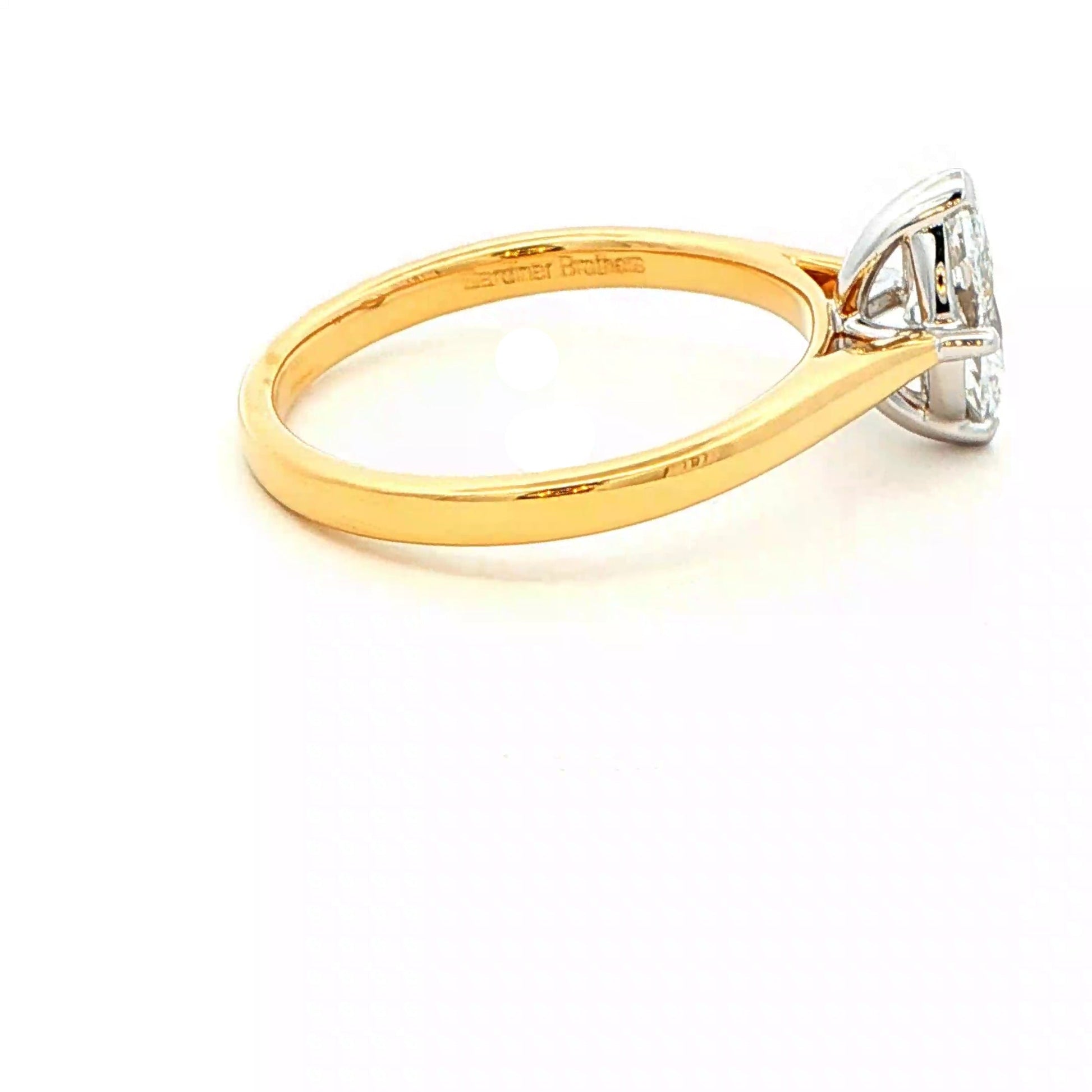 Yellow Gold Marquise shaped diamond solitaire ring - 0.70cts Gardiner Brothers