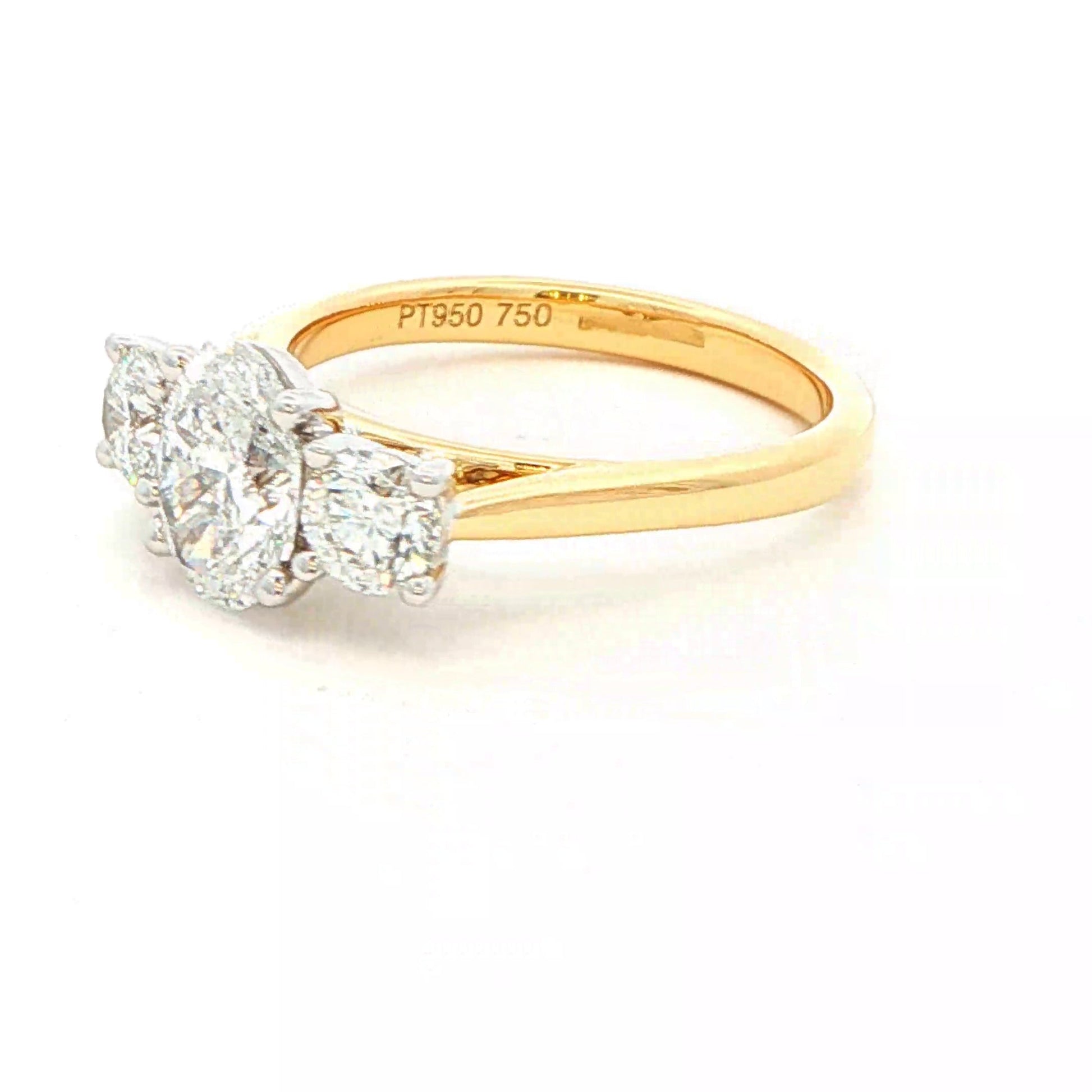 Oval and round brilliant cut diamond 3 stone ring - 1.82cts Gardiner Brothers