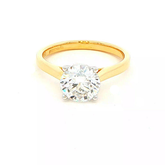 Yellow Gold Round Brilliant cut diamond solitaire ring - 1.70cts Gardiner Brothers