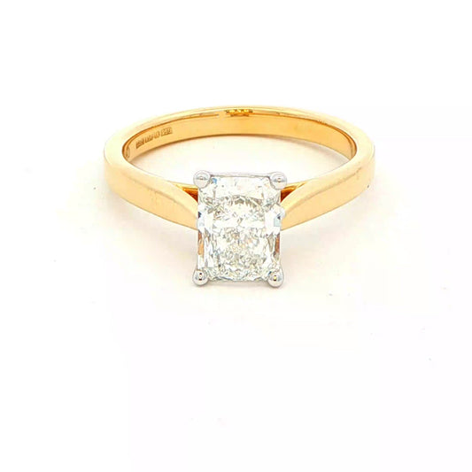 Yellow Gold Radiant cut Diamond Solitaire Ring - 1.20cts Gardiner Brothers