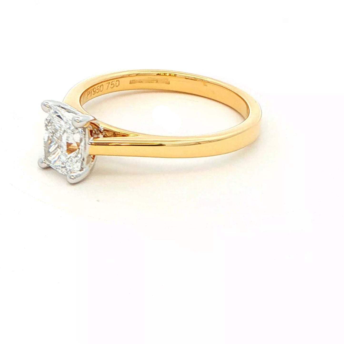 Yellow Gold Elongated cushion shaped diamond solitaire ring - 0.90cts Gardiner Brothers