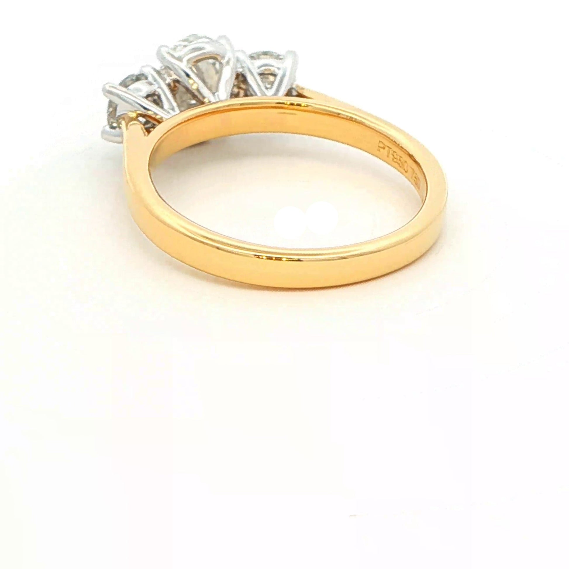 Oval and round brilliant cut diamond 3 stone ring - 1.64cts Gardiner Brothers