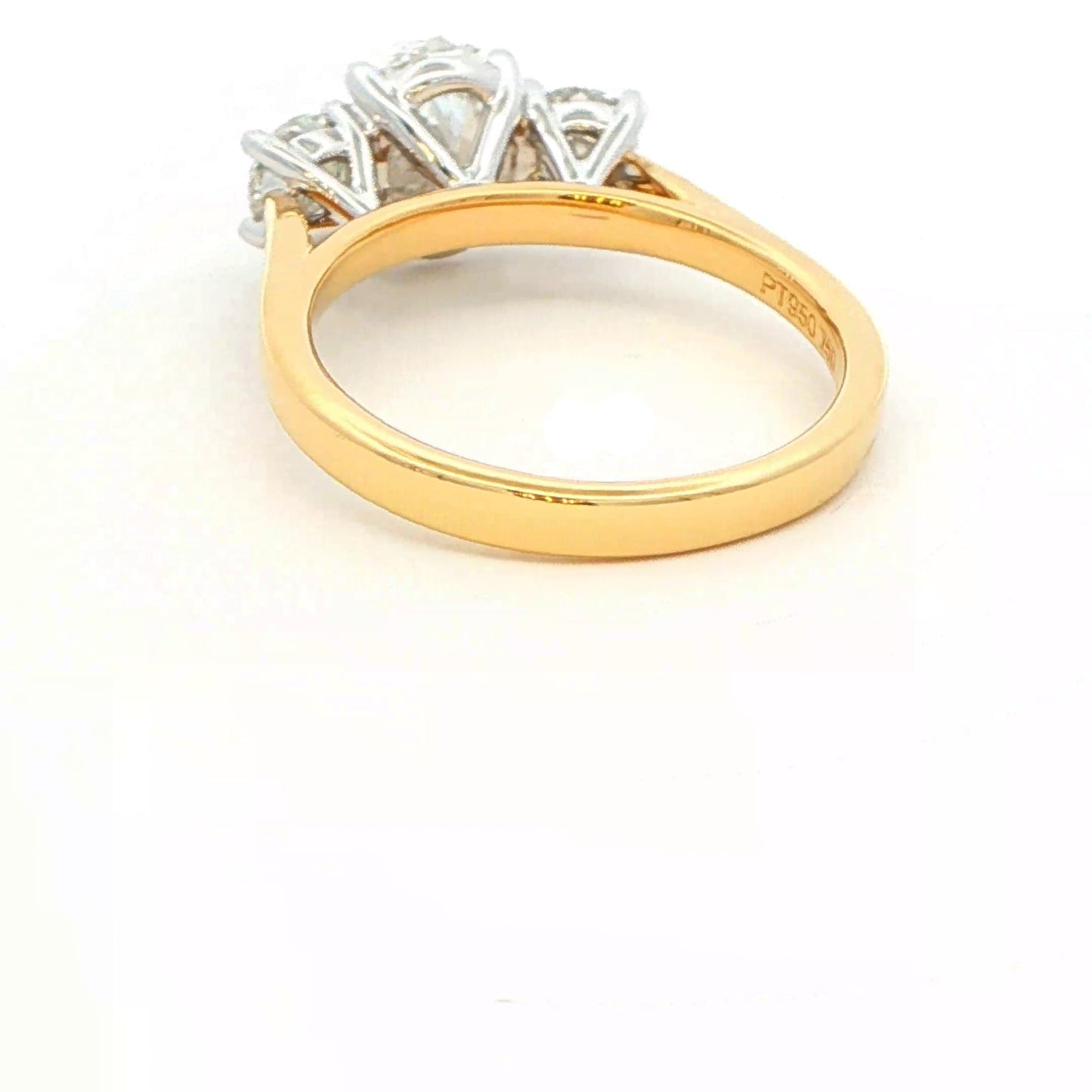 Yellow Gold Oval and round brilliant cut diamond 3 stone ring - 1.80cts Gardiner Brothers