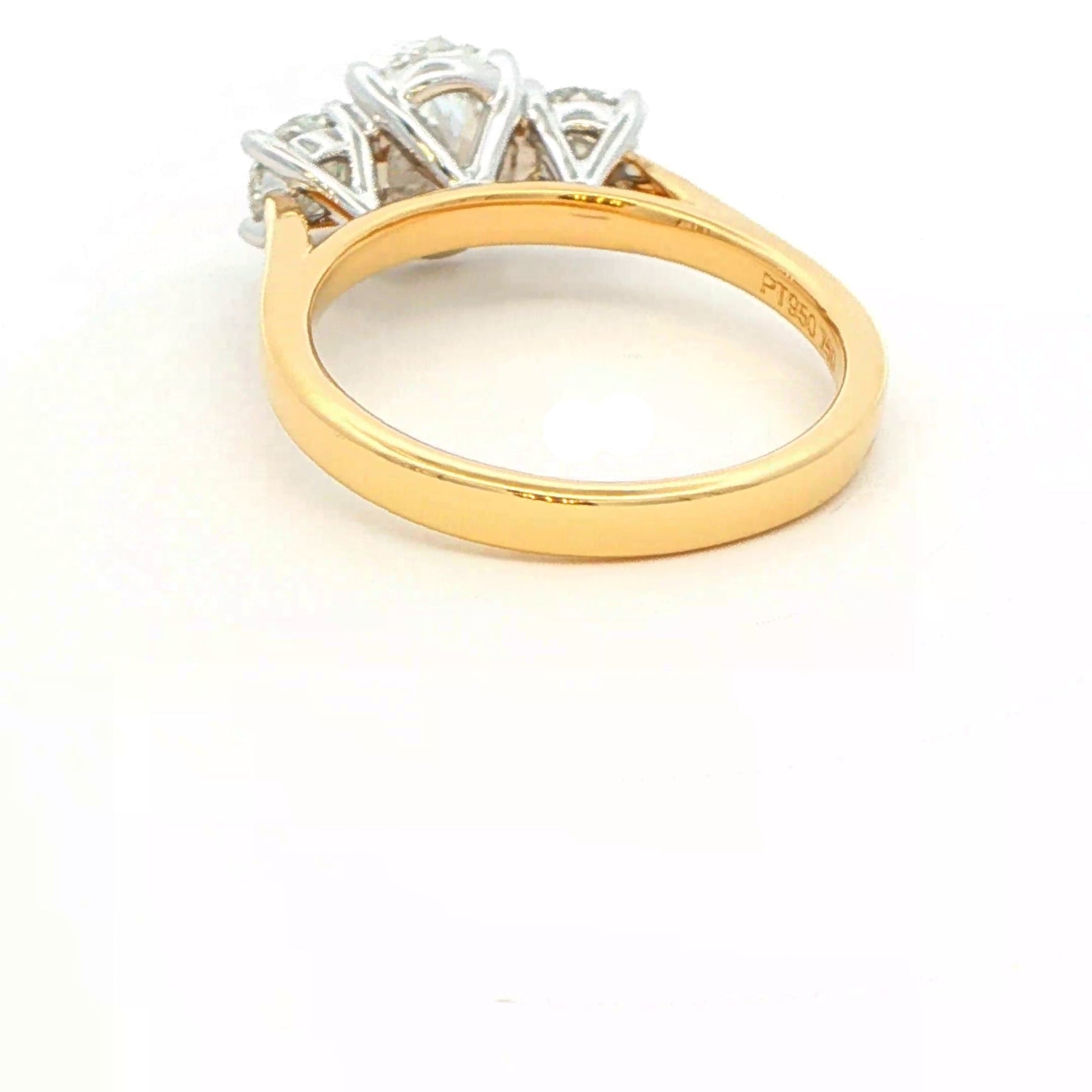 Yellow Gold Oval and round brilliant cut diamond 3 stone ring - 1.80cts Gardiner Brothers