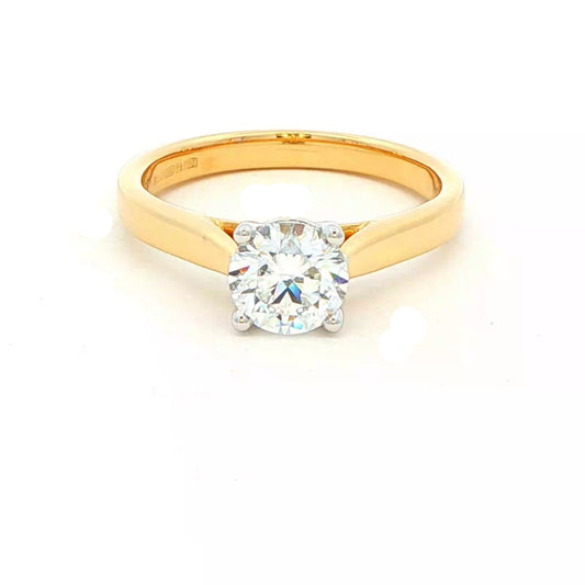 Yellow Gold Round Brilliant Cut Diamond Solitaire Ring - 0.90cts Gardiner Brothers