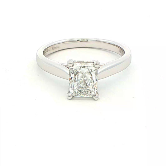 Platinum Radiant cut diamond solitaire ring - 1.20cts Gardiner Brothers