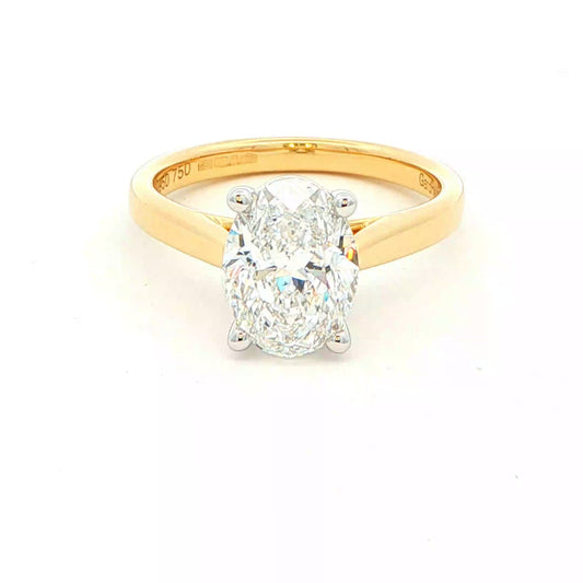 Yellow Gold Oval shaped diamond solitaire ring - 2.40cts Gardiner Brothers