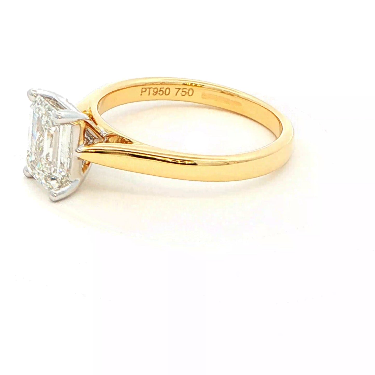 Yellow Gold Emerald cut diamond solitaire ring - 1.52cts Gardiner Brothers