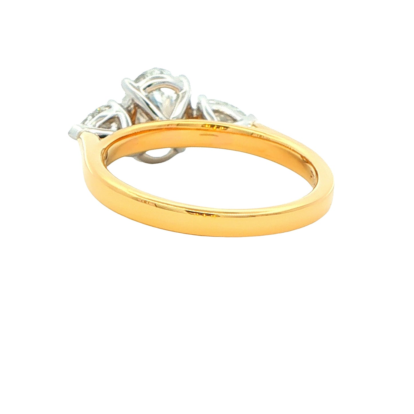 Yellow Gold Oval and pear shaped diamond 3 stone ring - 1.95cts Gardiner Brothers