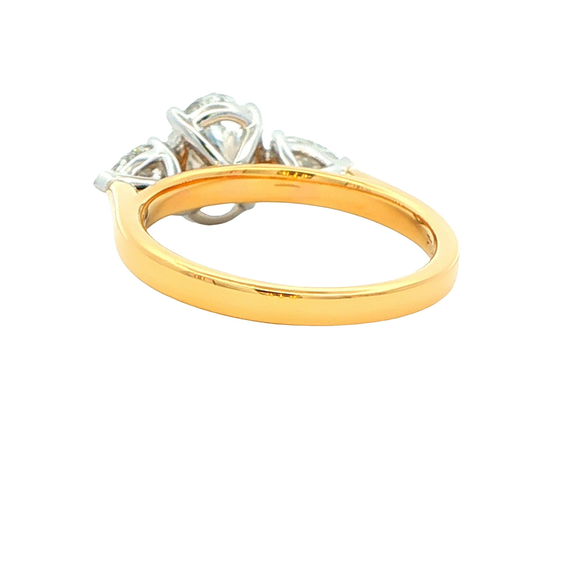 Yellow Gold Oval and pear shaped diamond 3 stone ring - 1.95cts Gardiner Brothers