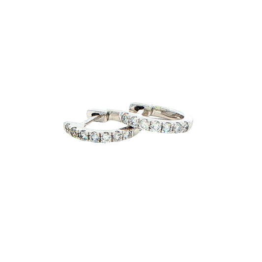 Round Brilliant Cut Diamond Set Hoop Earrings 10mm - 0.15cts
