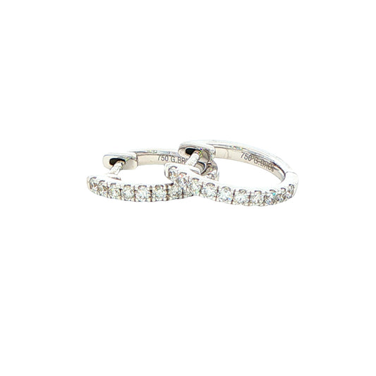 Round Brilliant Cut Diamond set Hoop Earrings 12mm - 0.20cts