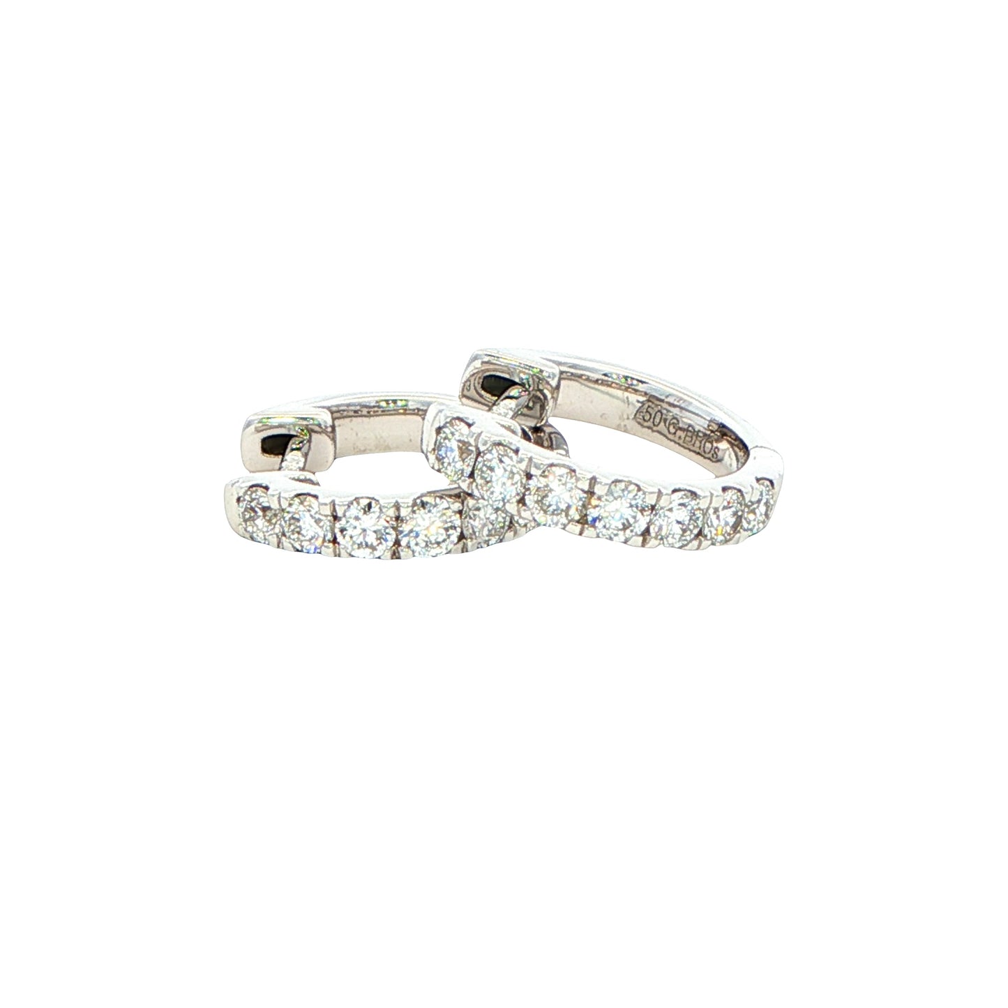 Round Brilliant Cut Diamond Set Hoop Earrings 12mm - 0.40cts