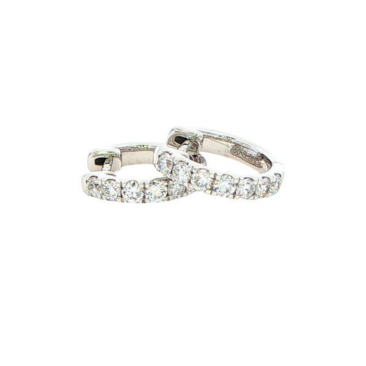 Round Brilliant Cut Diamond Set Hoop Earrings 12mm - 0.40cts