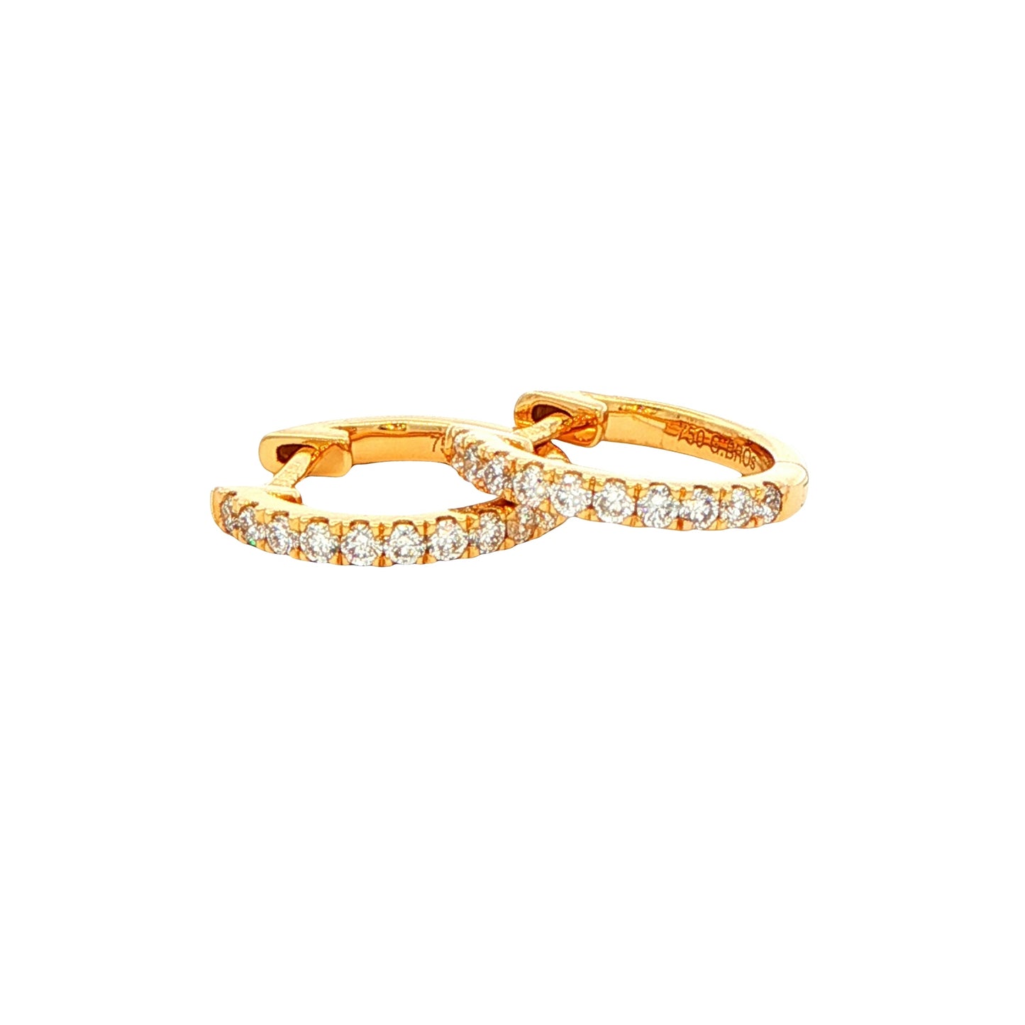Round Brilliant Cut Diamond Set Hoop Earrings 12mm - 0.20cts