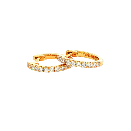 Round Brilliant Cut Diamond Set Hoop Earrings 12mm - 0.20cts