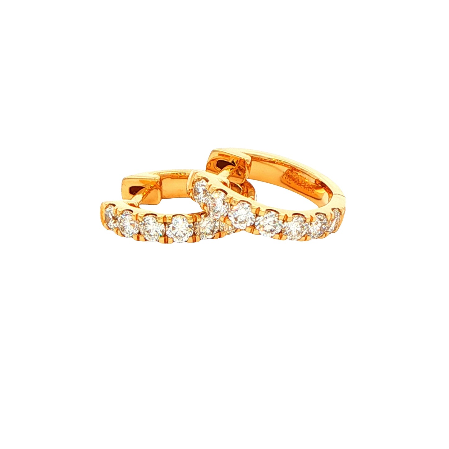 Round Brilliant Cut Diamond Set Hoop Earrings 12mm - 0.40cts