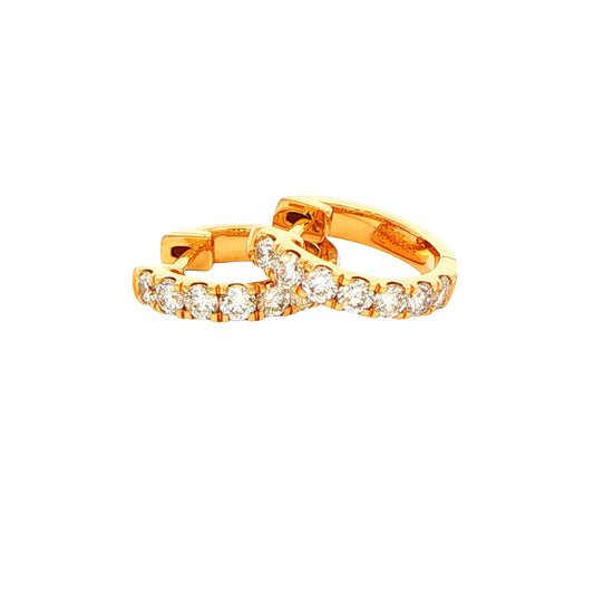 Round Brilliant Cut Diamond Set Hoop Earrings 12mm - 0.40cts